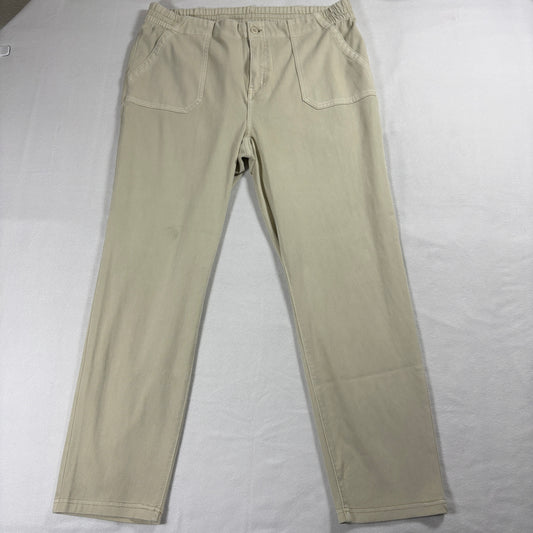 Breathe Pants Mens L Beige Elastic Waist Stretch Casual Minimal Streetwear Style