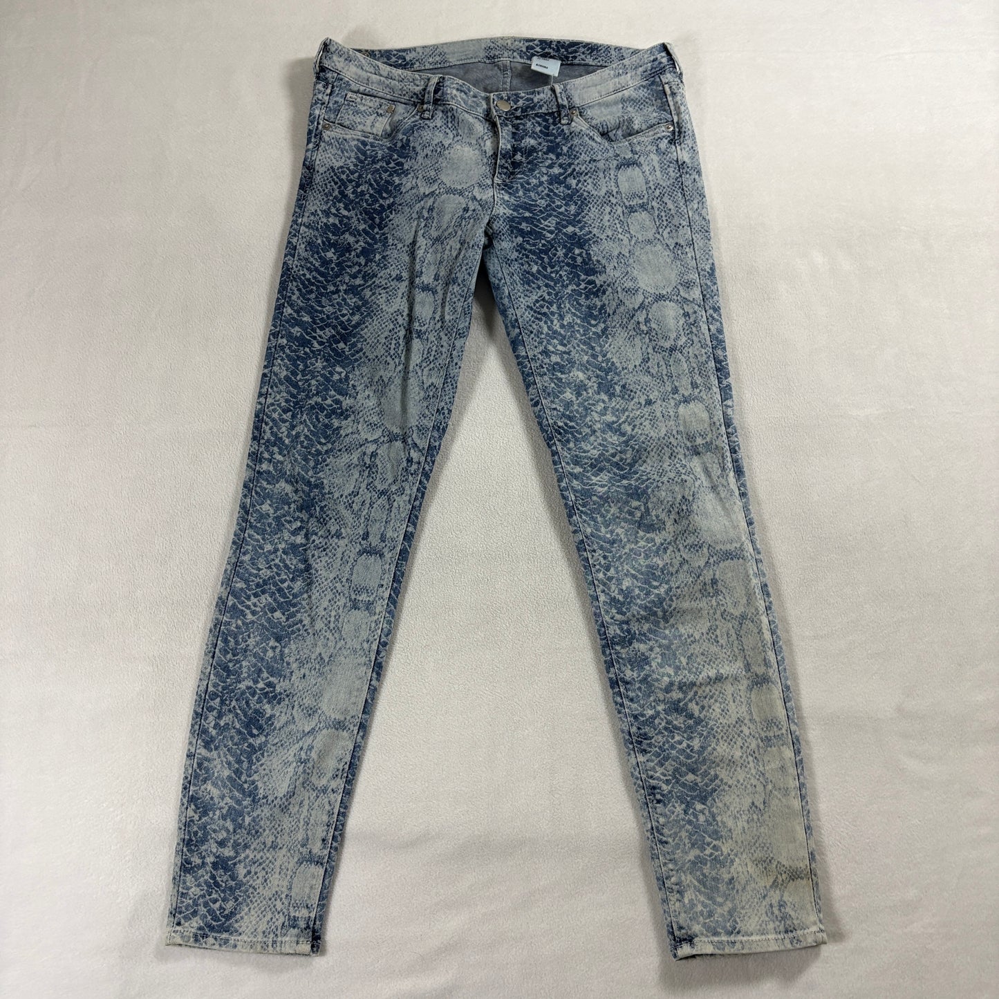 H&M Skinny Low Waist Ankle Jeans Snake Print Women 30 Fits Like 32x29 Y2K Blue