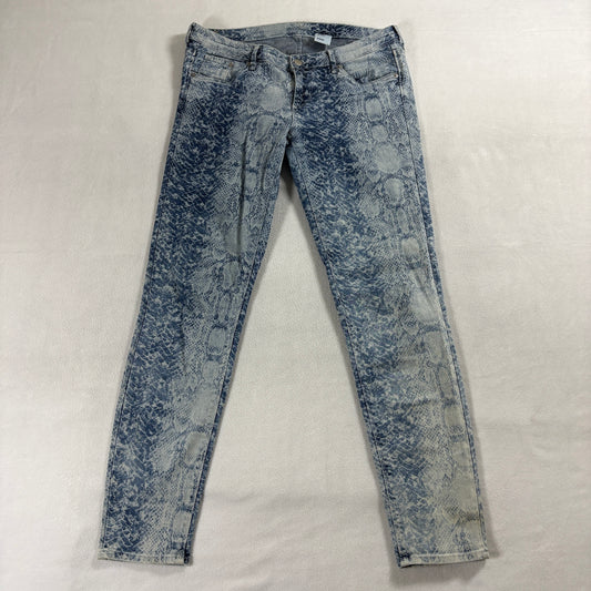 H&M Skinny Low Waist Ankle Jeans Snake Print Women 30 Fits Like 32x29 Y2K Blue