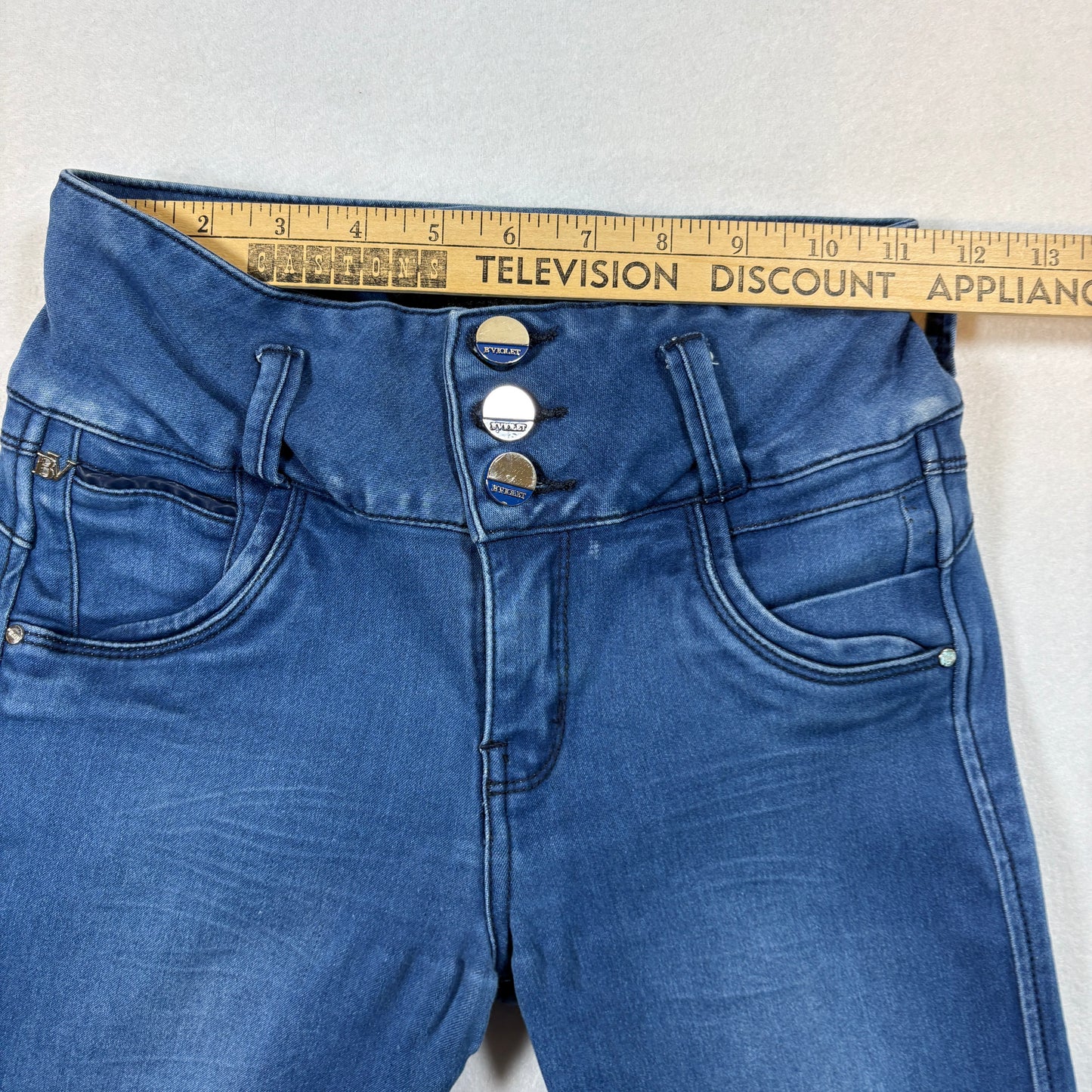 BViolet Womens Jeans Size 8 High Rise Skinny Stretch Denim Embroidered Y2K