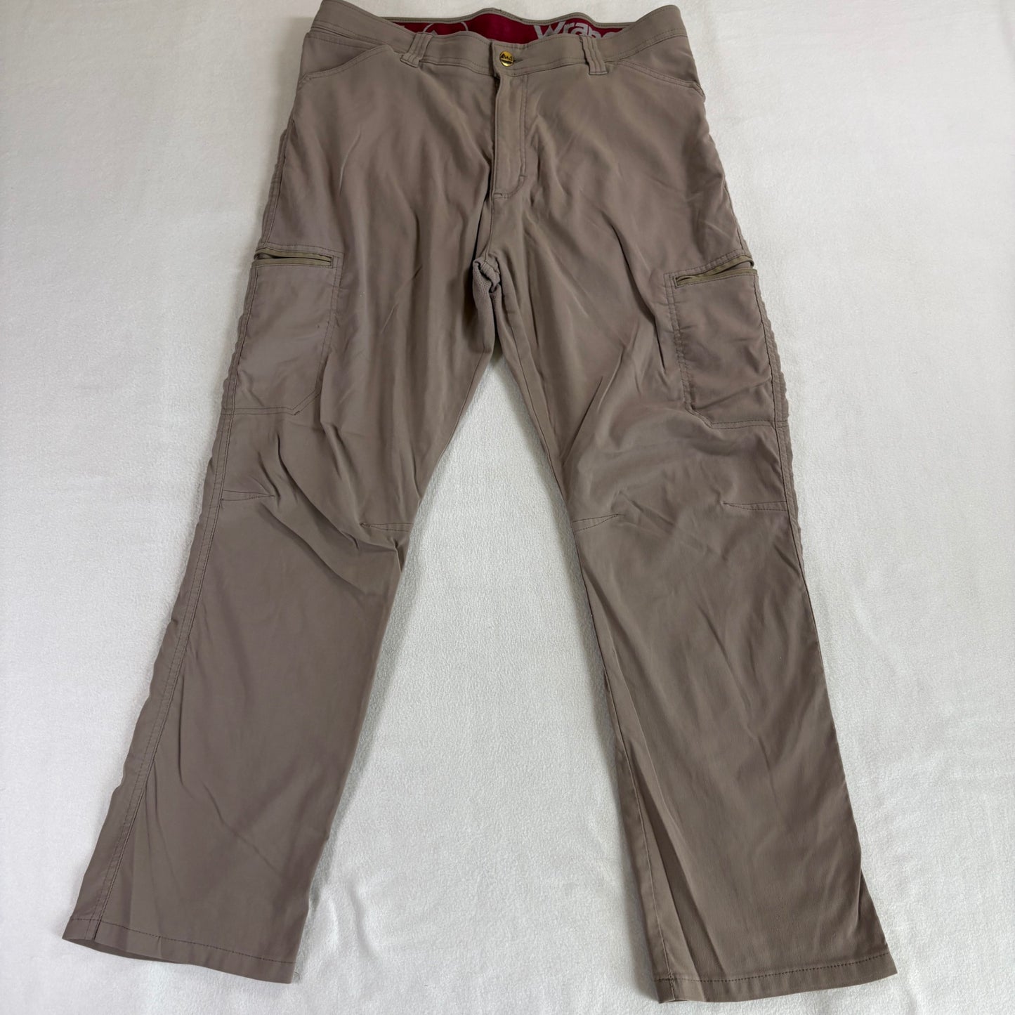 Wrangler Outdoor Cargo Pants 36x30 Stretch Nylon Hiking Tactical Khaki