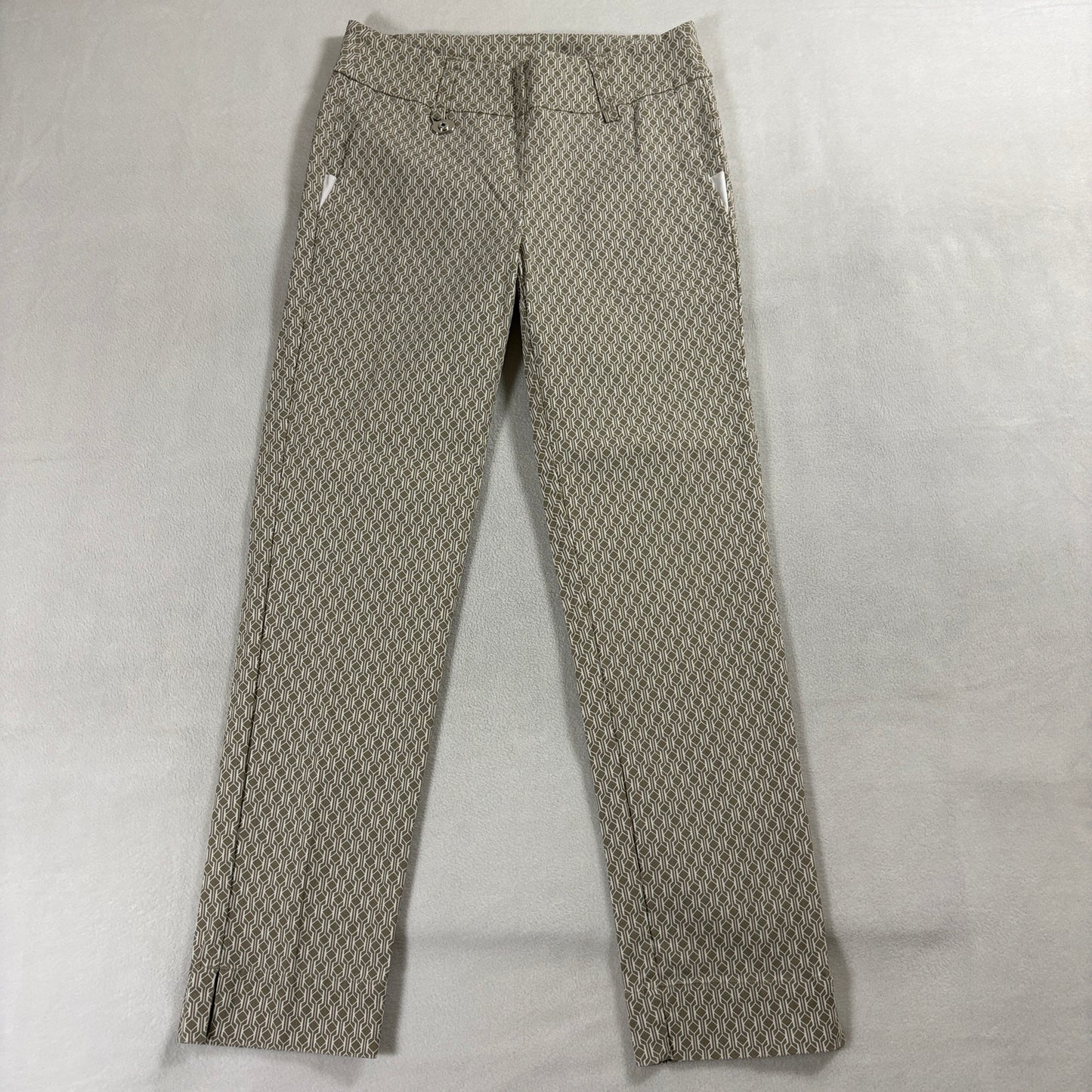 Daily Sports Golf Pants Women US 8 Fits Like 28x26 Beige Stretch Geometric Slim