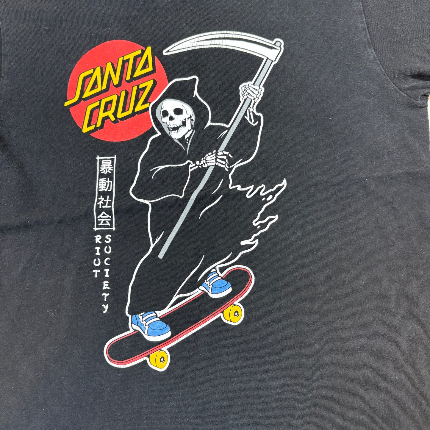 Riot Society Santa Cruz Mens Small Graphic Tee Black Grim Reaper Skate Y2K