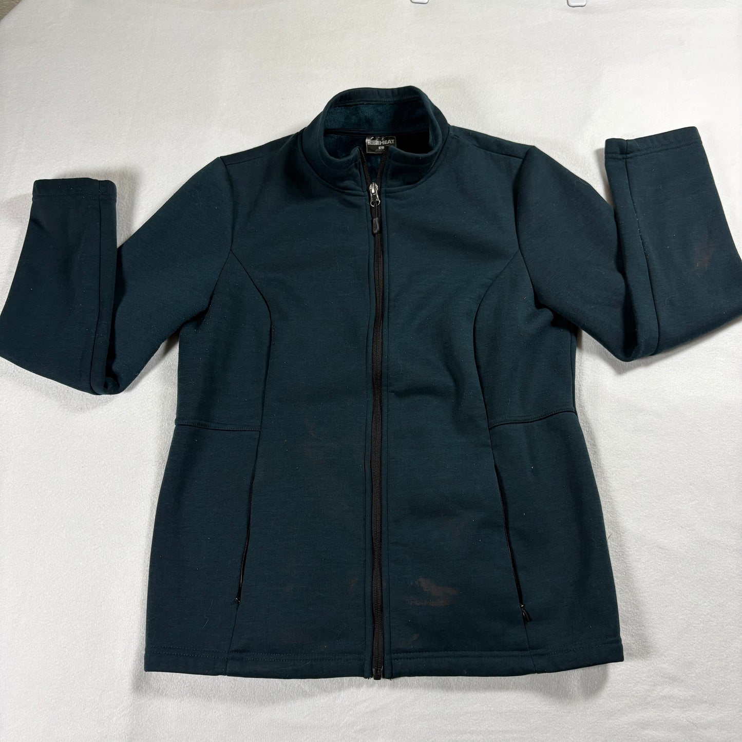 32 Heat Jacket Womens L Dark Teal Fleece Lined Full Zip Outdoor Casual Wear Cozy