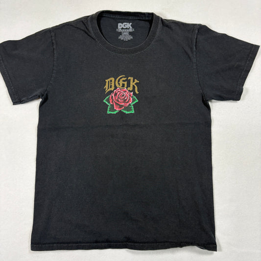 DGK Kids Large T Shirt Black Graphic Tee Rose Virgin Mary Skate Y2K