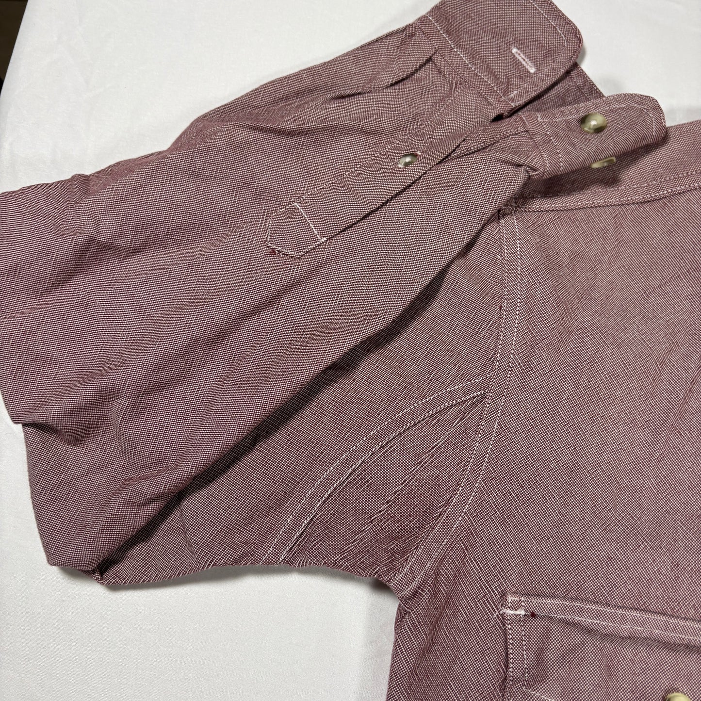 Cabela's Shirt M Tall Red Chambray Button Up Long Sleeve Dual Pocket 100% Cotton