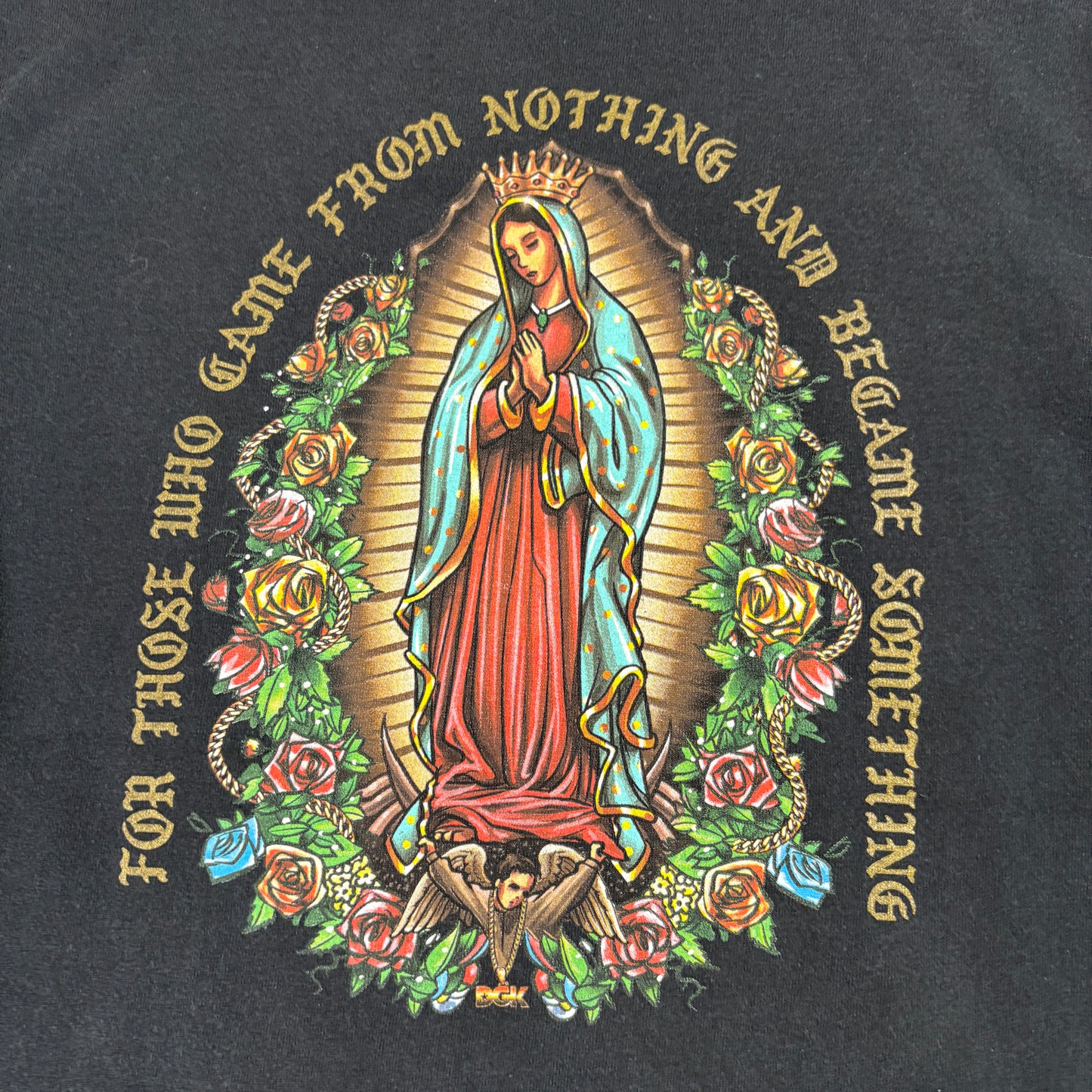 DGK Kids Large T Shirt Black Graphic Tee Rose Virgin Mary Skate Y2K