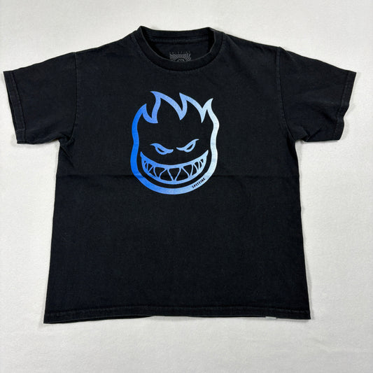 Spitfire Kids Youth M T Shirt Black Blue Bighead Flame Logo Skate Graphic Tee