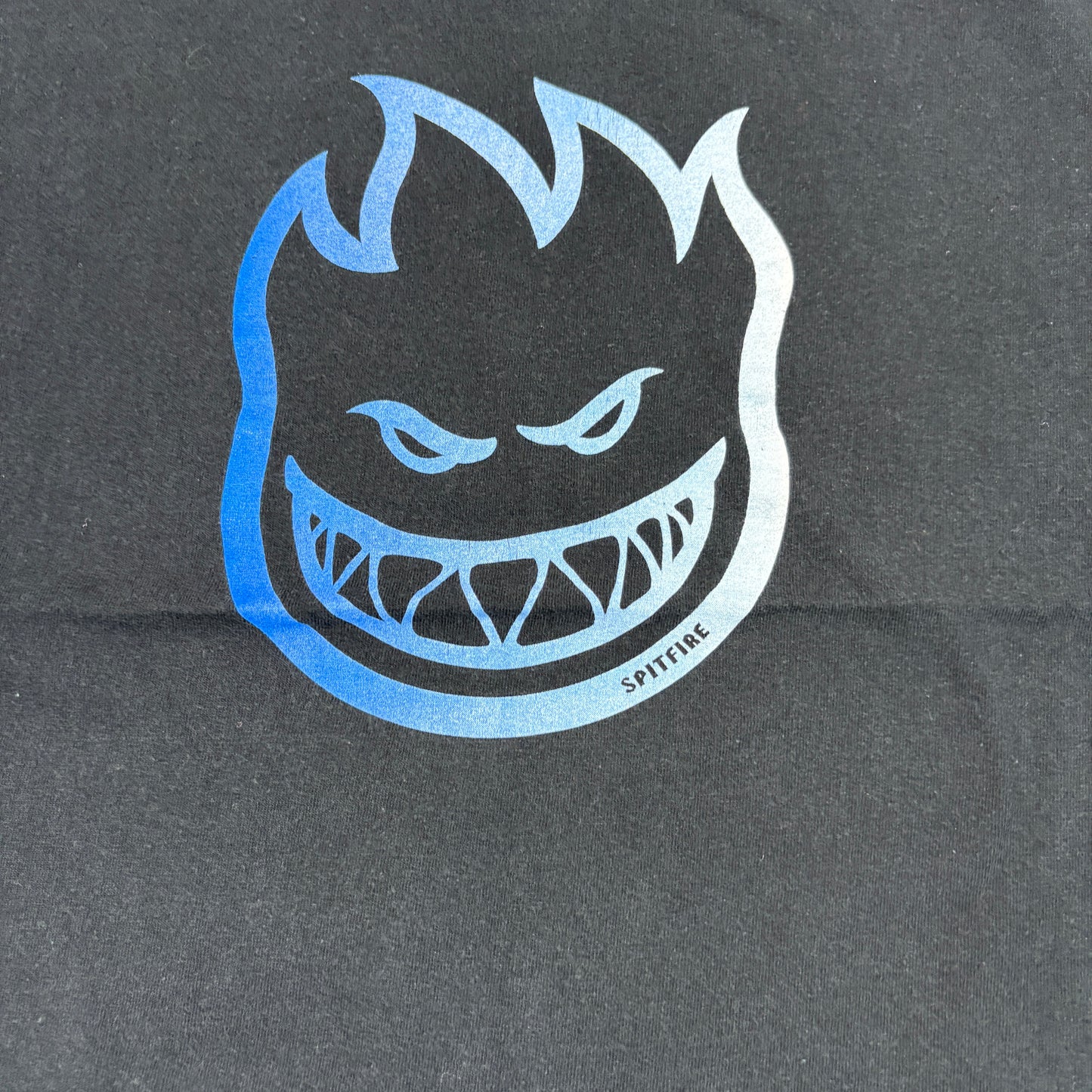 Spitfire Kids Youth M T Shirt Black Blue Bighead Flame Logo Skate Graphic Tee