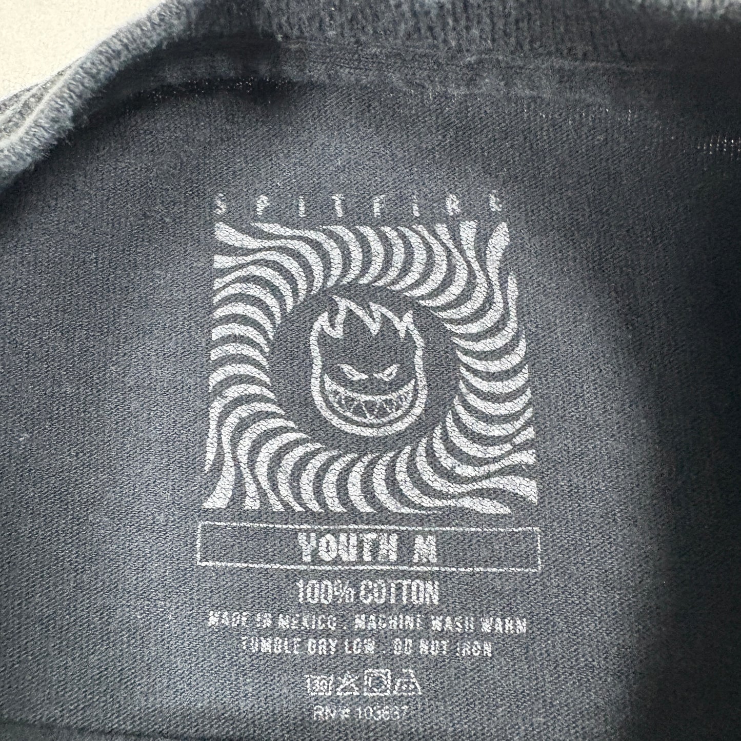 Spitfire Kids Youth M T Shirt Black Blue Bighead Flame Logo Skate Graphic Tee