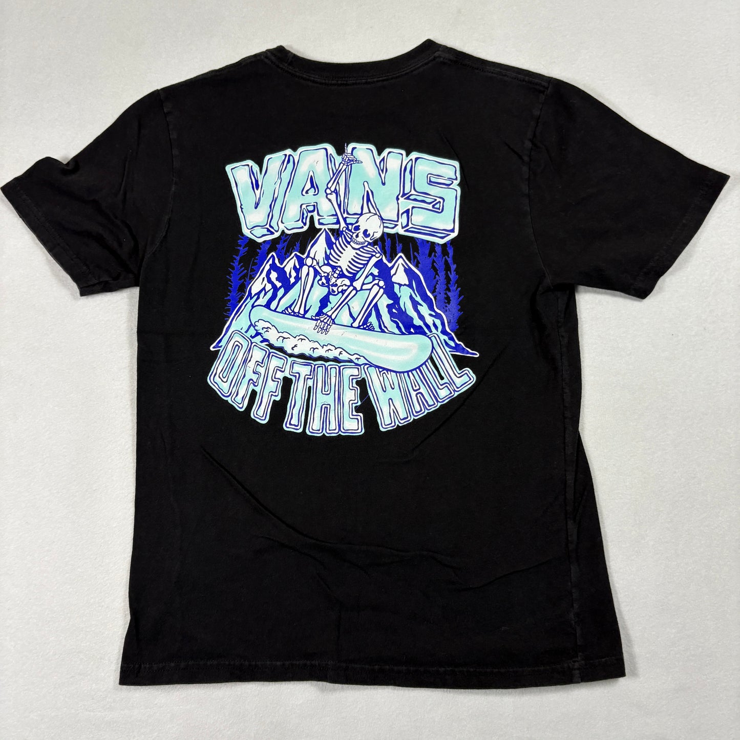 Vans Kids Youth M T Shirt Black Skeleton Snowboard Off The Wall Graphic Tee