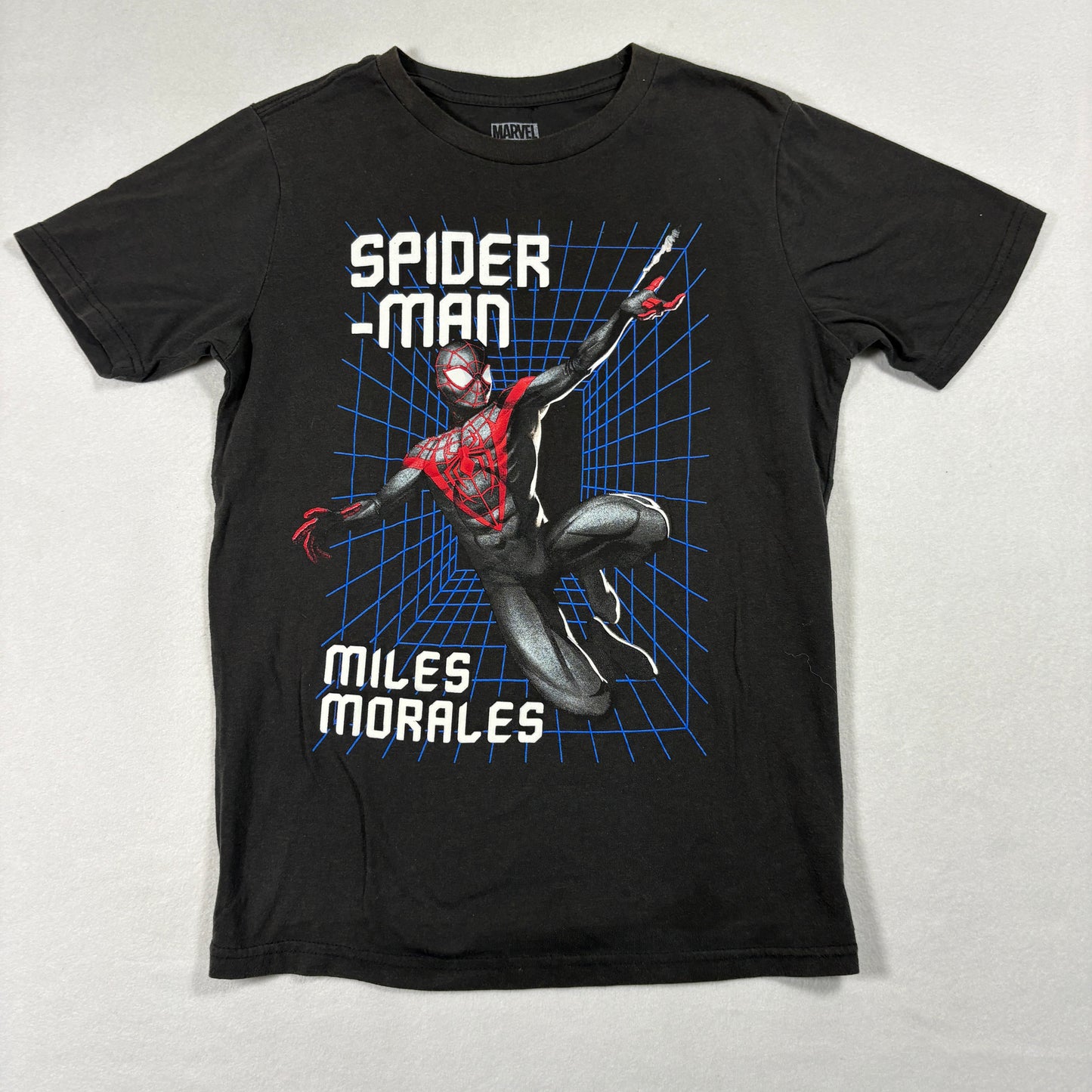 Marvel Spider Man Miles Morales Kids L T Shirt Black Graphic Tee Superhero