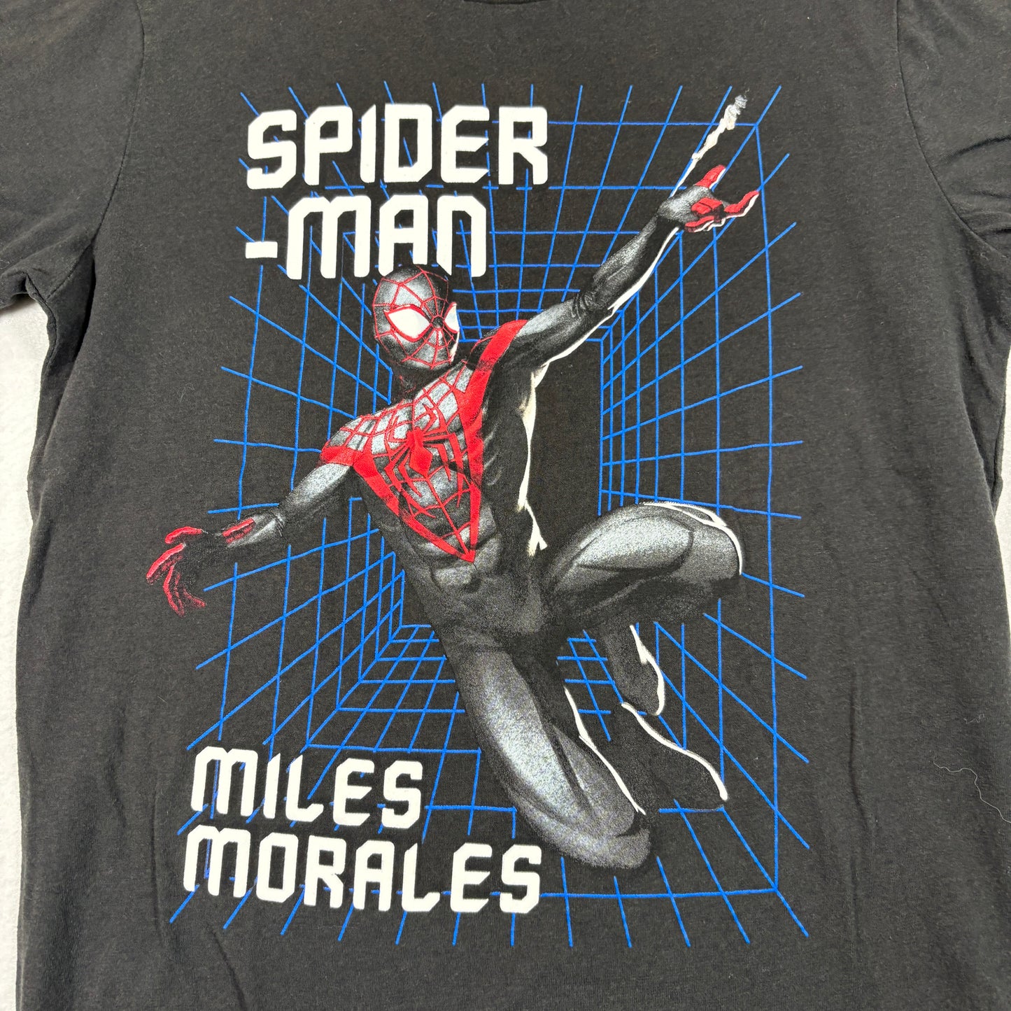 Marvel Spider Man Miles Morales Kids L T Shirt Black Graphic Tee Superhero