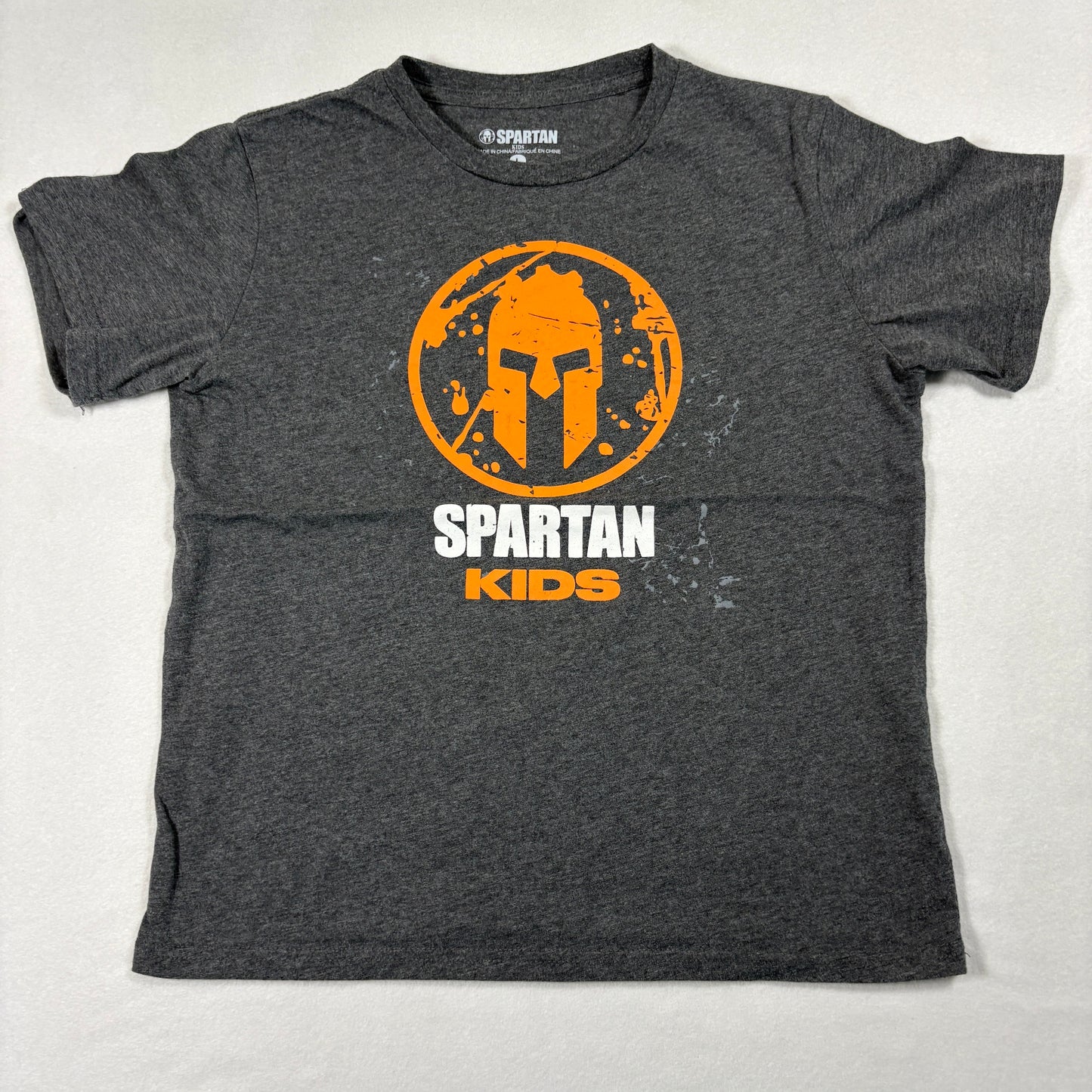 Spartan Kids Youth L Finisher T Shirt Gray Obstacle Race Trifecta Qualifier Tee