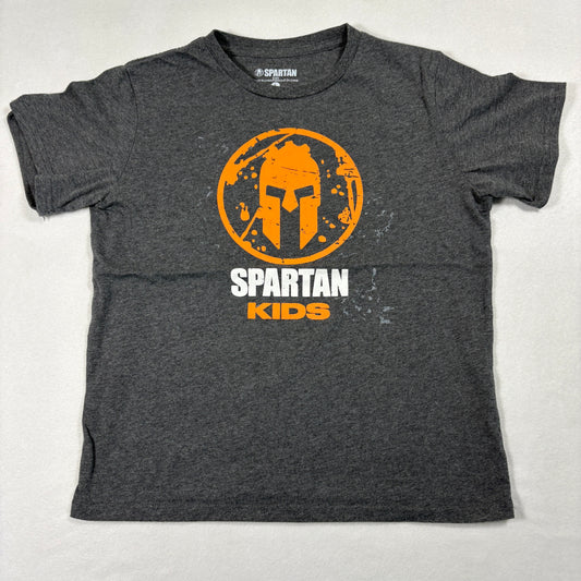 Spartan Kids Youth L Finisher T Shirt Gray Obstacle Race Trifecta Qualifier Tee