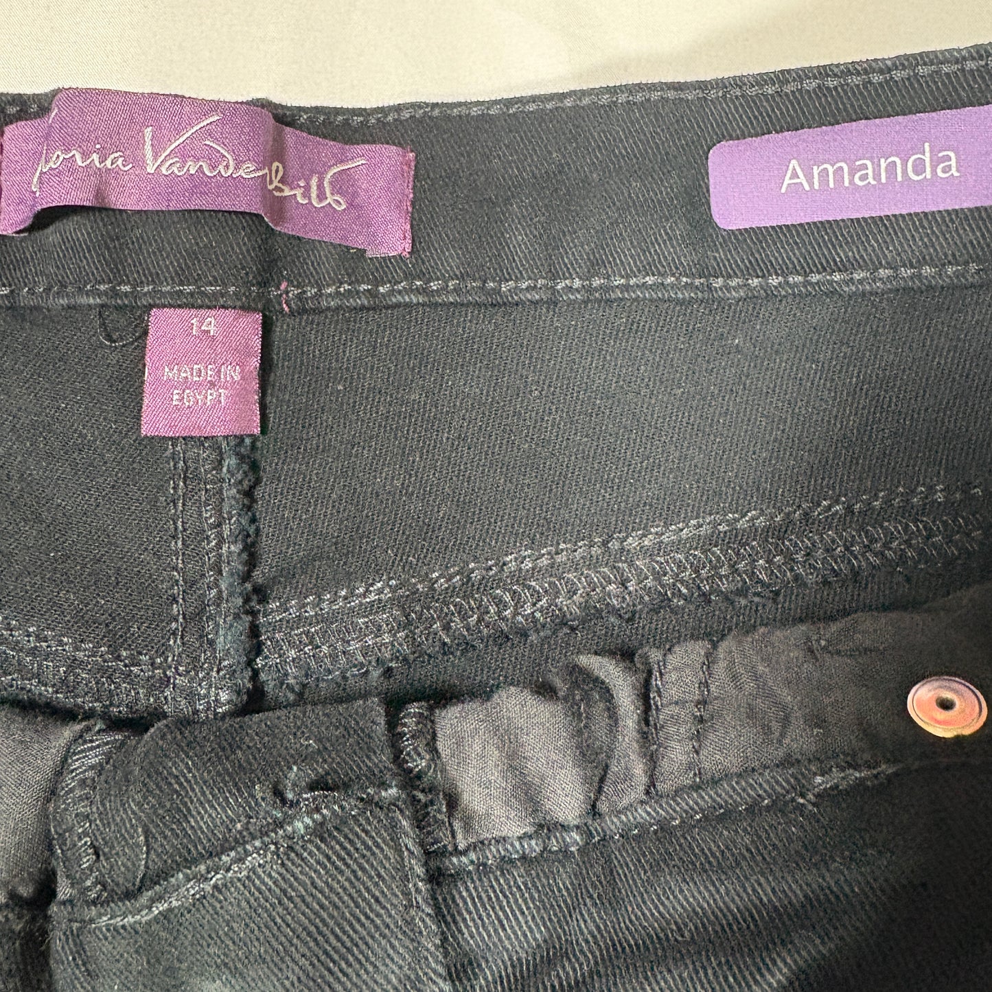 Gloria Vanderbilt Amanda Black Jeans Women’s Size 14 Bootcut High Rise Stretch Denim
