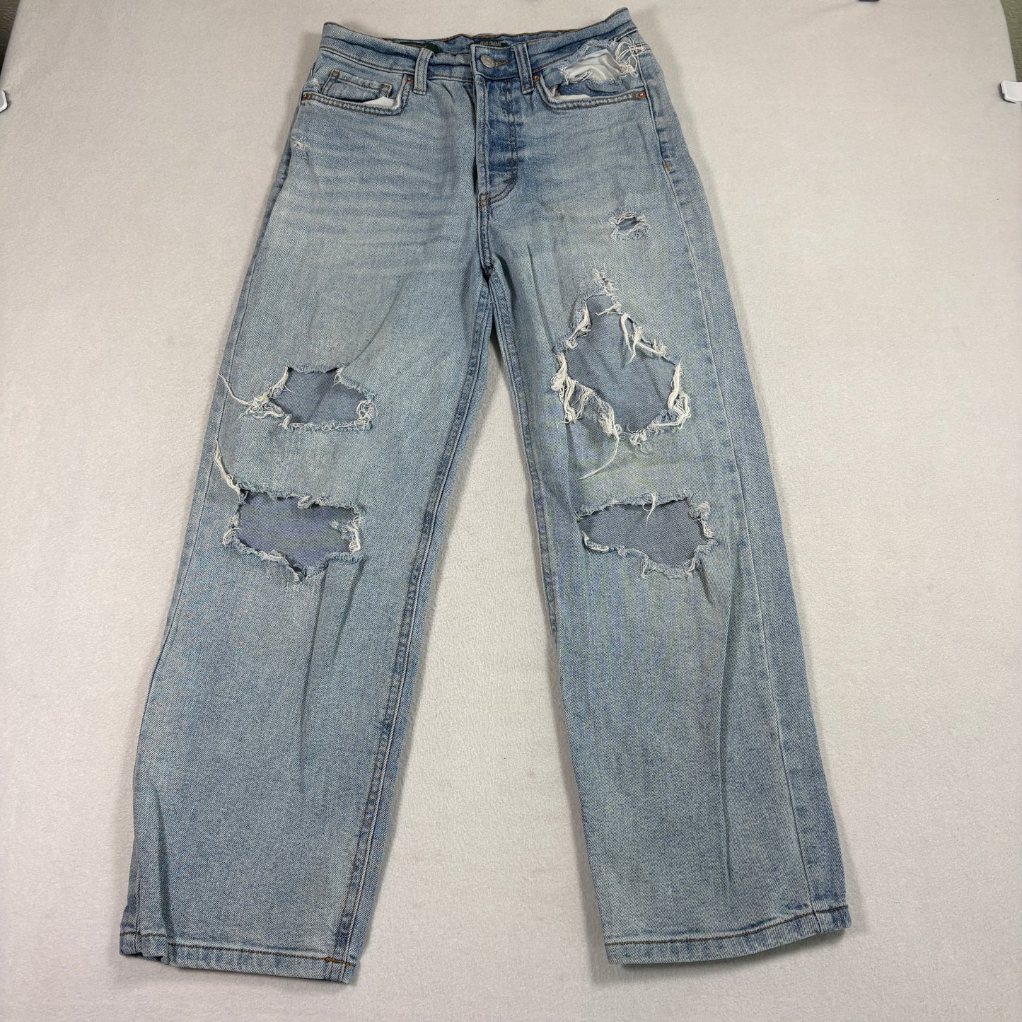 Wild Fable Jeans Womens 0 Light Wash Distressed Highest Rise Straight Y2K