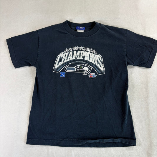 Reebok Seattle Seahawks 2005 NFC Champions T Shirt Men’s Large Navy