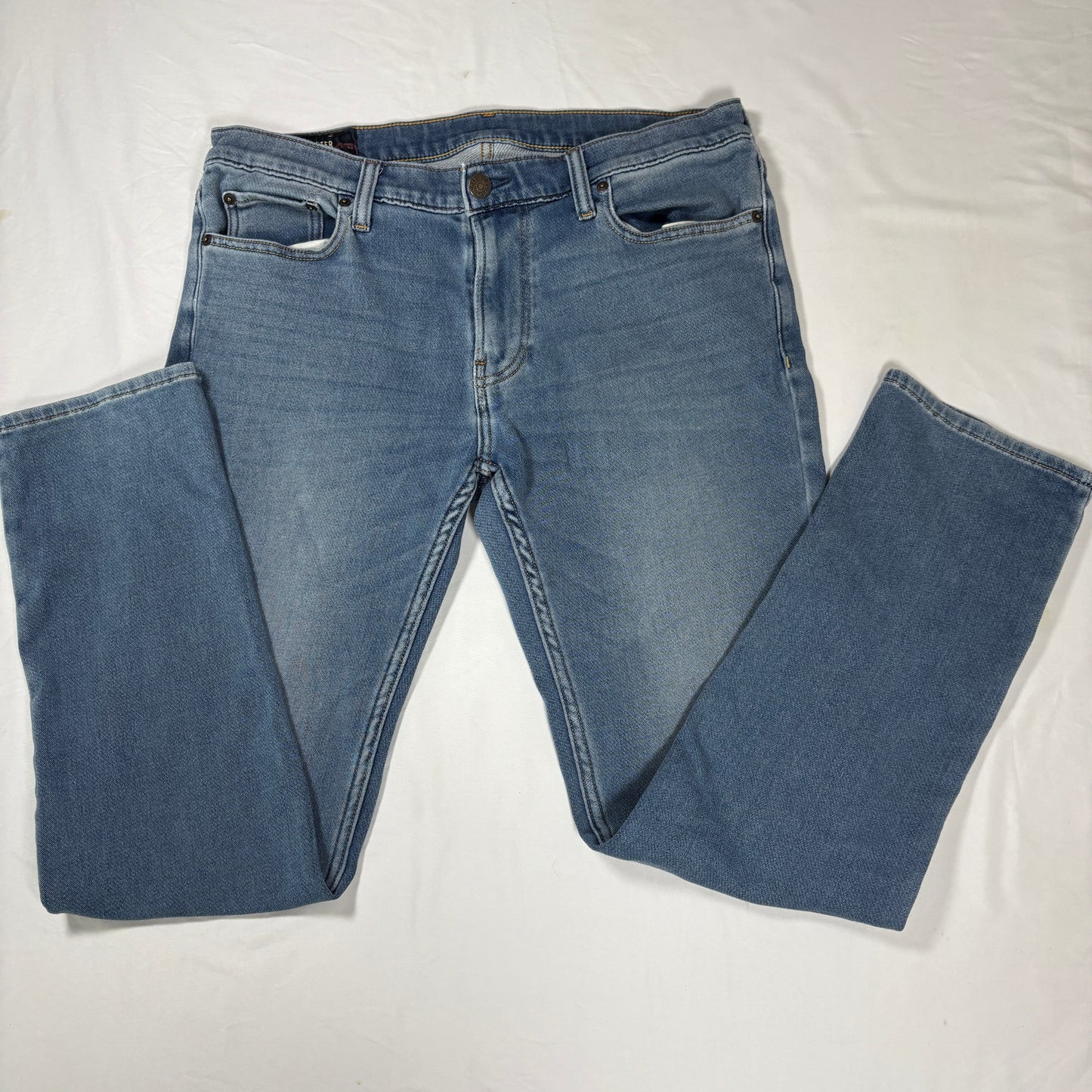 Hollister Skinny Jeans Men 34x32 Light Wash Blue Denim Stretch Casual Slim Fit