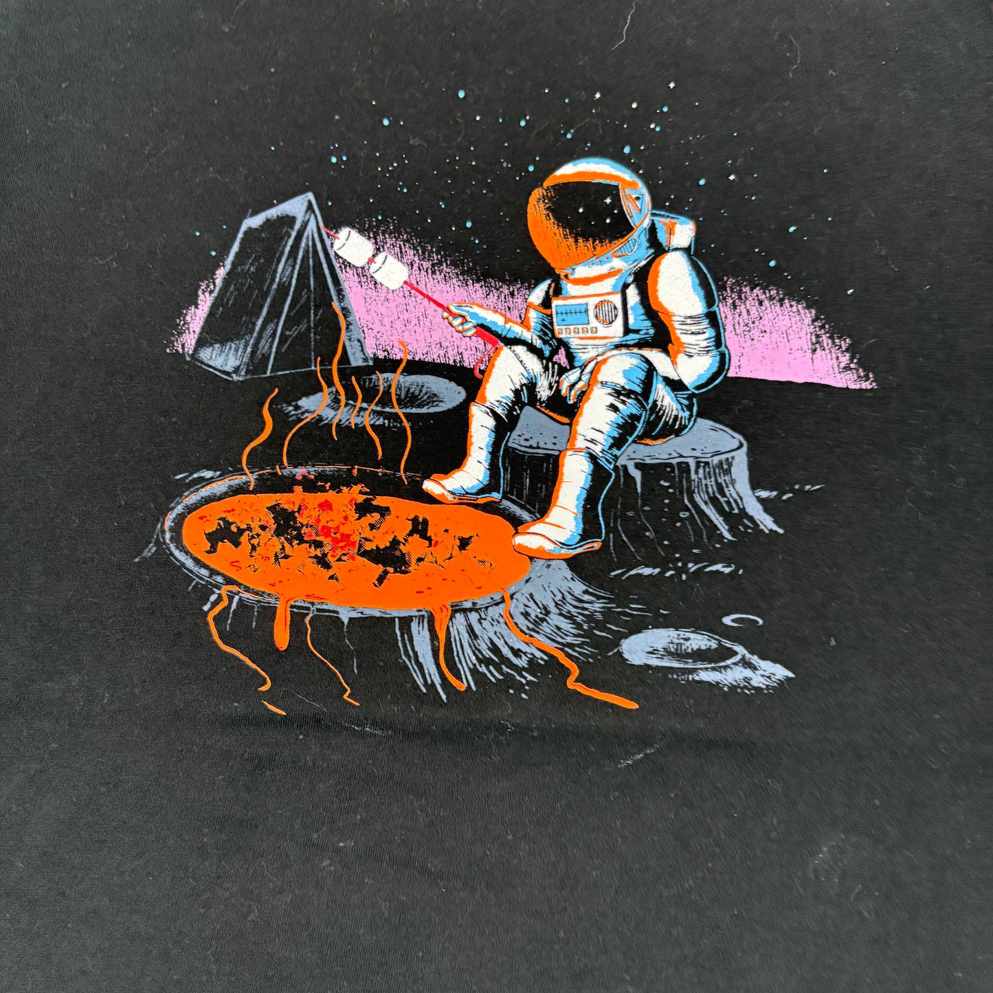 Cat & Jack Kids Youth L 10/12 T Shirt Black Astronaut Space Campfire Graphic Tee