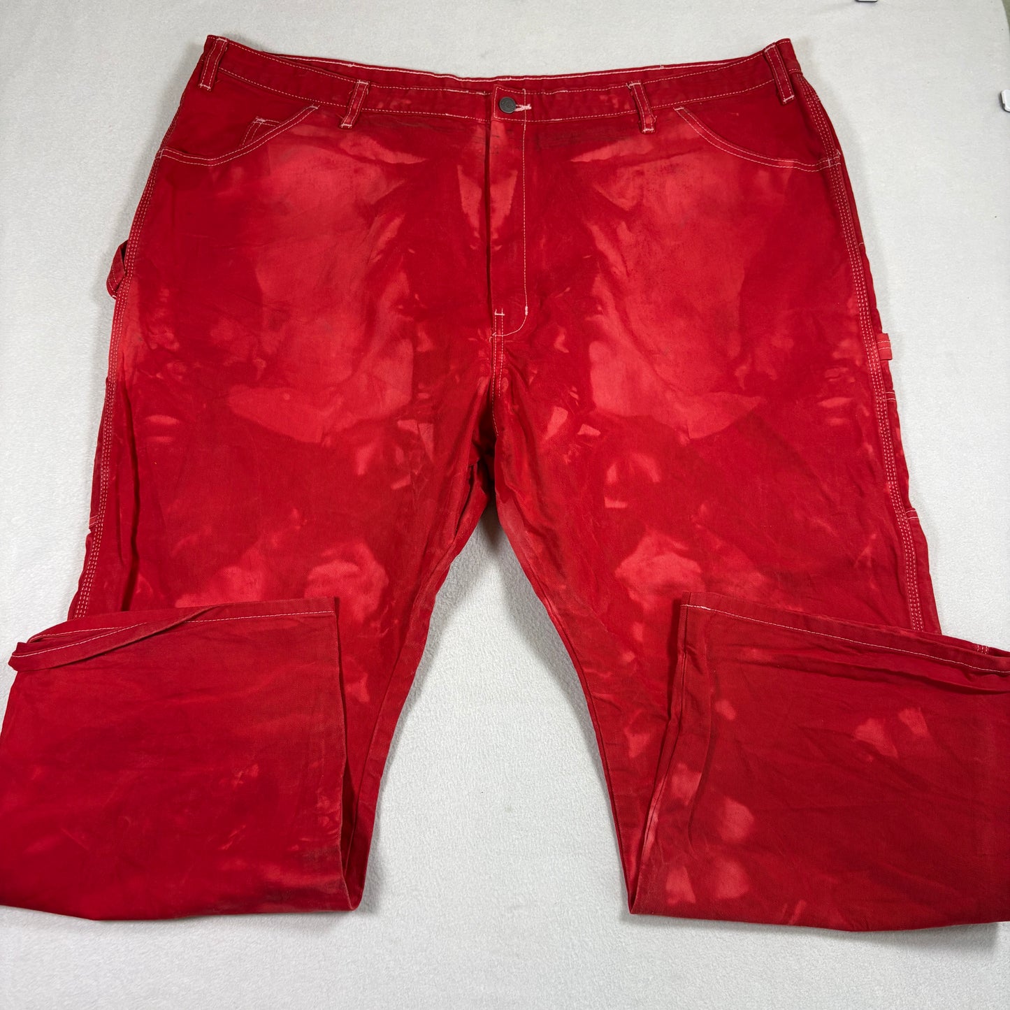 Dickies Carpenter Pants Mens 48x30 Red Workwear Utility Jeans Y2K Streetwear