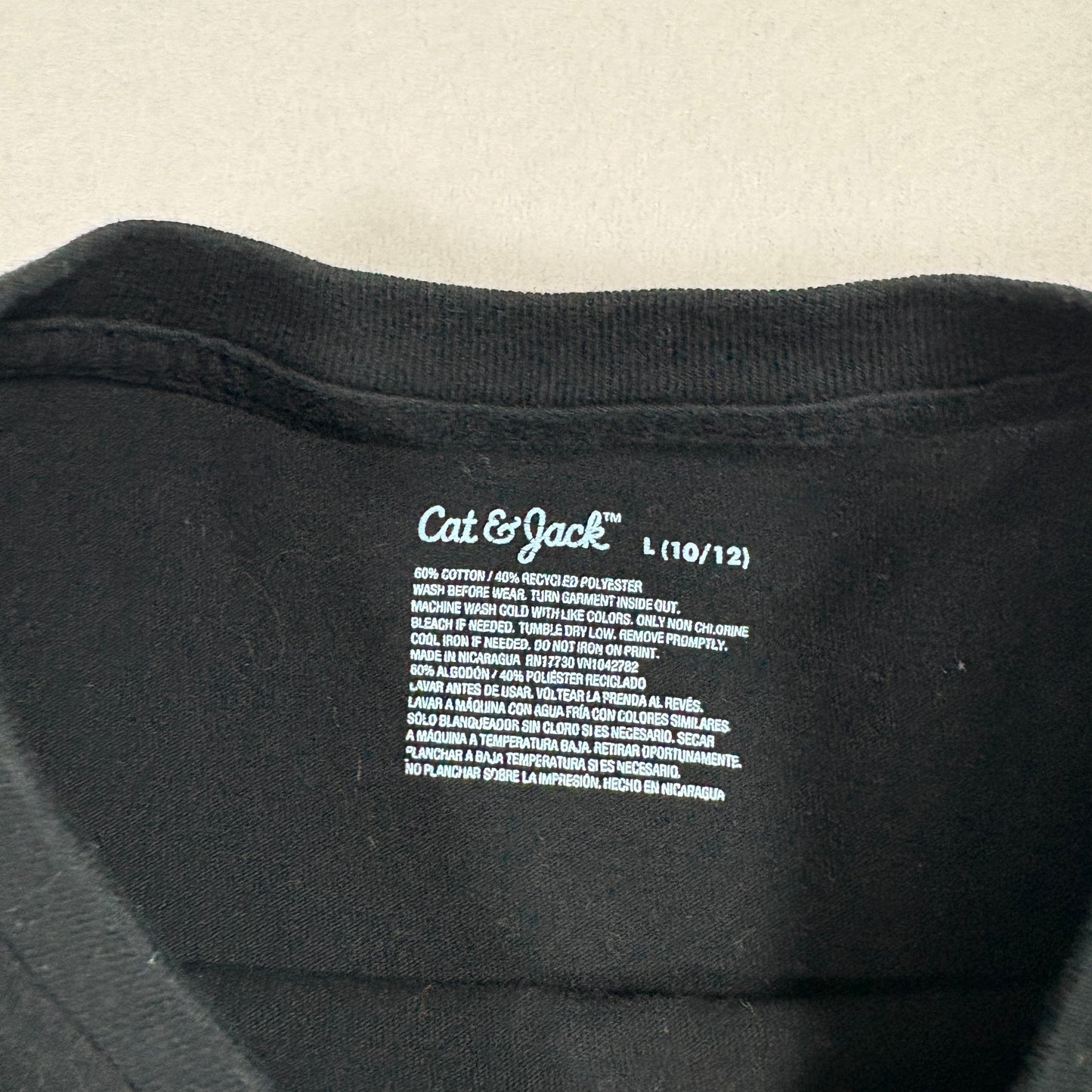 Cat & Jack Kids Youth L 10/12 Black T Shirt Solid Basic School Uniform Layering