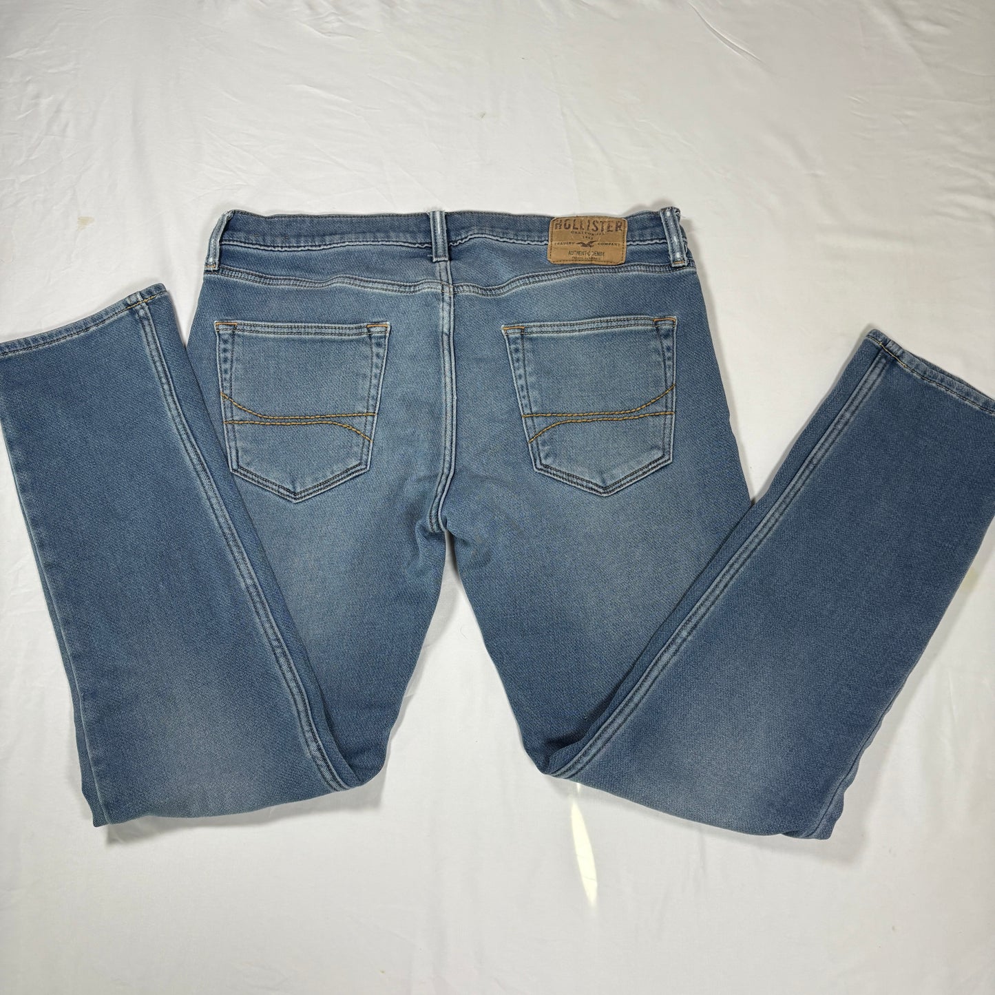 Hollister Skinny Jeans Men 34x32 Light Wash Blue Denim Stretch Casual Slim Fit