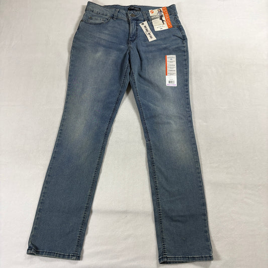 NWT Riders By Lee Mid Rise Slim Straight Jean Women 14M Blue Stretch Denim 32x32