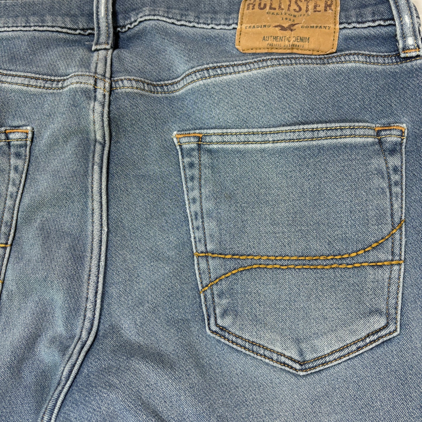 Hollister Skinny Jeans Men 34x32 Light Wash Blue Denim Stretch Casual Slim Fit