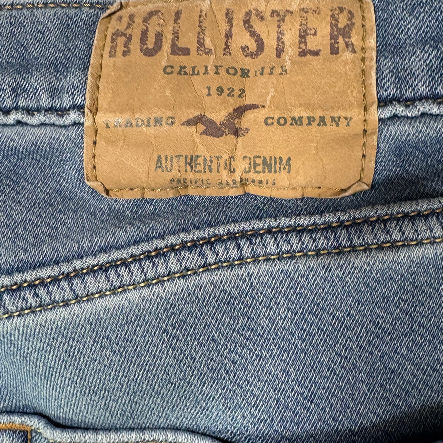 Hollister Skinny Jeans Men 34x32 Light Wash Blue Denim Stretch Casual Slim Fit