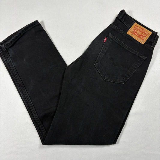 Levis Mens 505 Taper Black Jeans W30 L32 Denim Pants Slim Fit Modern Taper