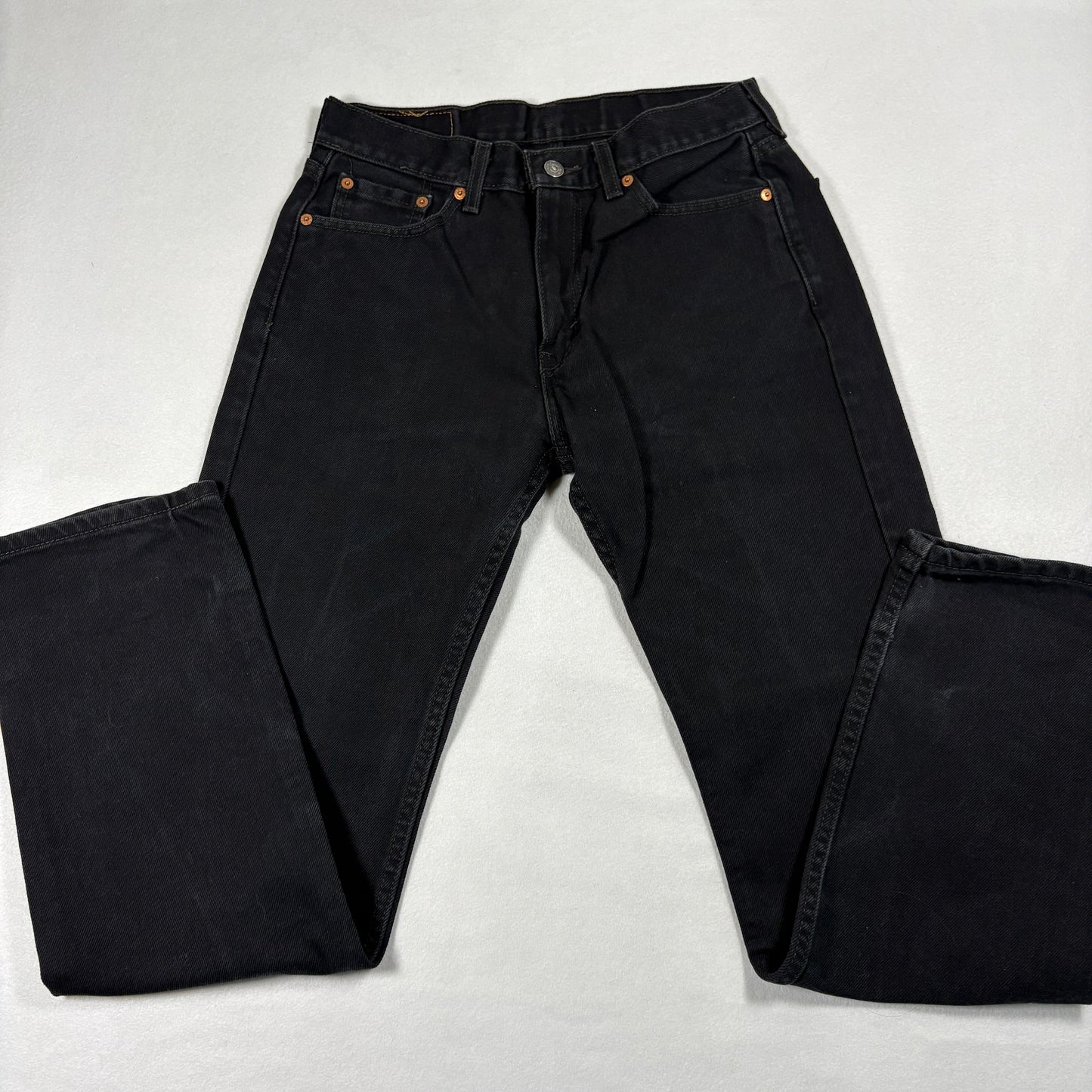 Levis Mens 505 Taper Black Jeans W30 L32 Denim Pants Slim Fit Modern Taper