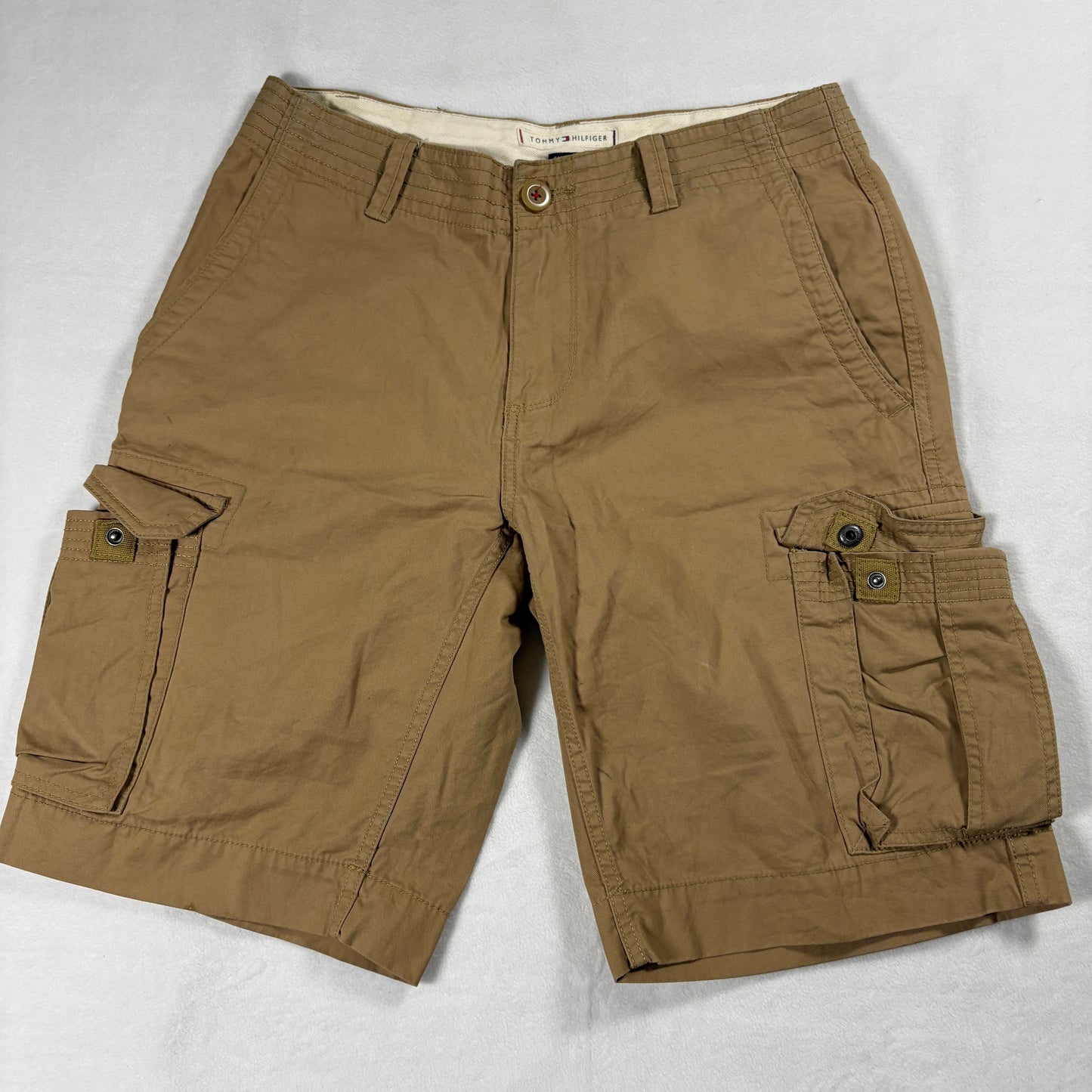 Tommy Hilfiger Cargo Shorts Mens W30 Vintage Y2K Khaki Streetwear Retro Utilitys