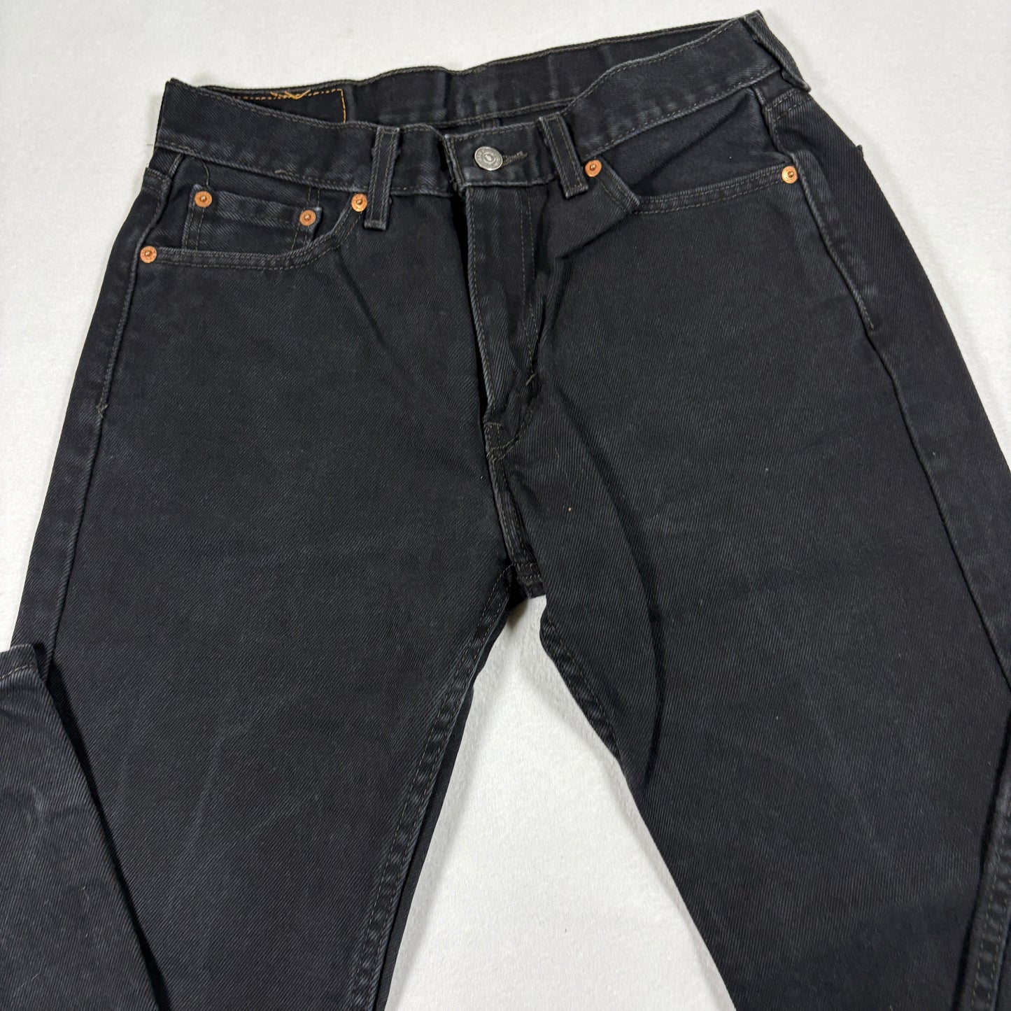 Levis Mens 505 Taper Black Jeans W30 L32 Denim Pants Slim Fit Modern Taper