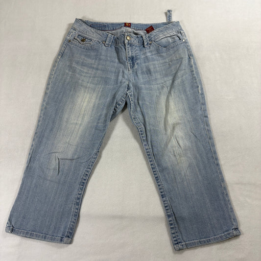 Y2K Sassoon Capri Jeans Women 12 Fits Like 10 Light Wash Crop Denim Stretch