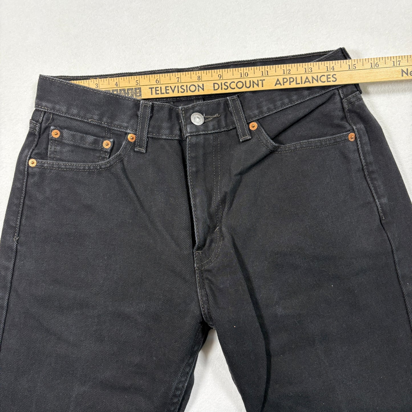 Levis Mens 505 Taper Black Jeans W30 L32 Denim Pants Slim Fit Modern Taper