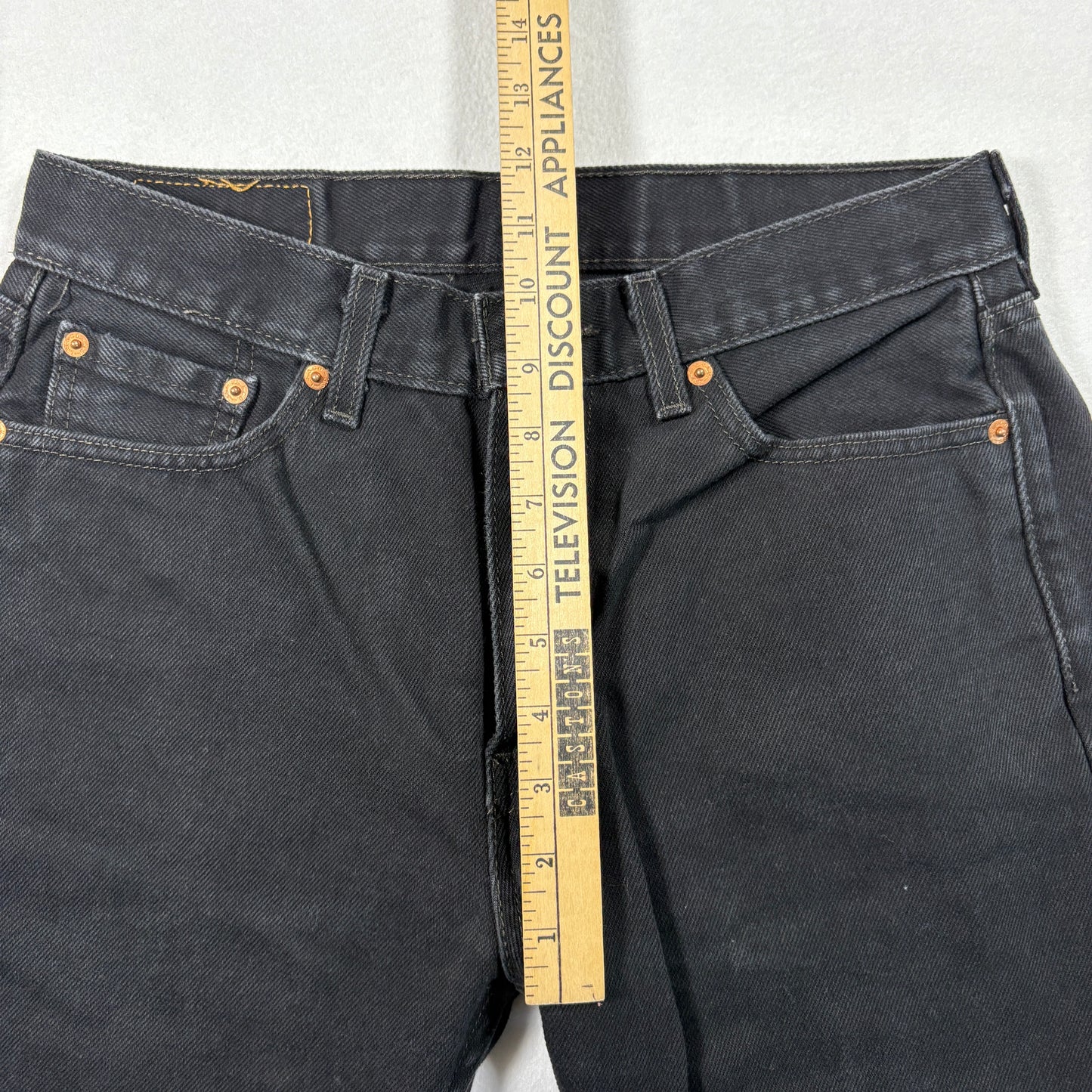 Levis Mens 505 Taper Black Jeans W30 L32 Denim Pants Slim Fit Modern Taper