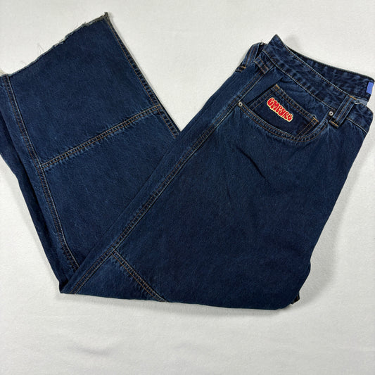 Empyre Mens Baggy Jeans 34 Blue Denim Y2K Skate Grunge 90s Wide Leg Pants