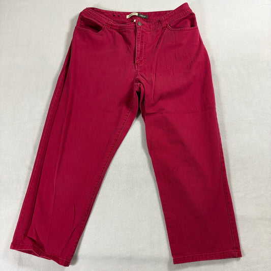 St Johns Bay Pink Straight Leg Jeans Women 12 Fits Like 31X22 Stretch Denim Crop