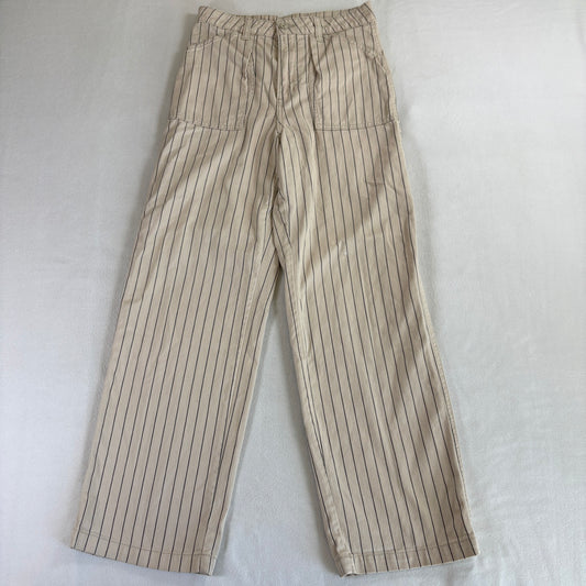 H&M Divided Womens US 4 Beige Pinstripe High Rise Wide Leg Cotton Pants EU 36