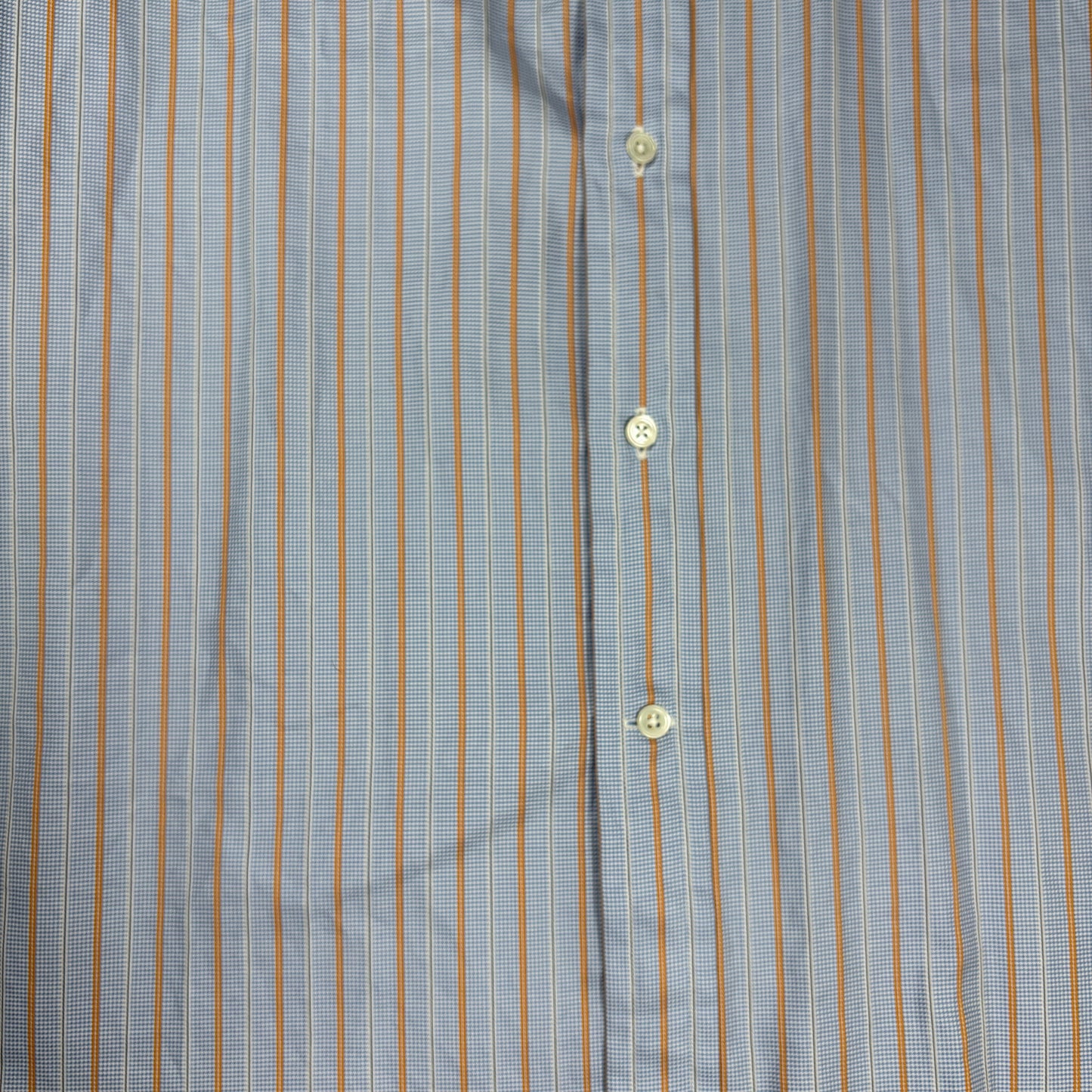 Faconnable Dress Shirt Men L Blue Orange Stripe 100% Cotton Long Sleeve USA