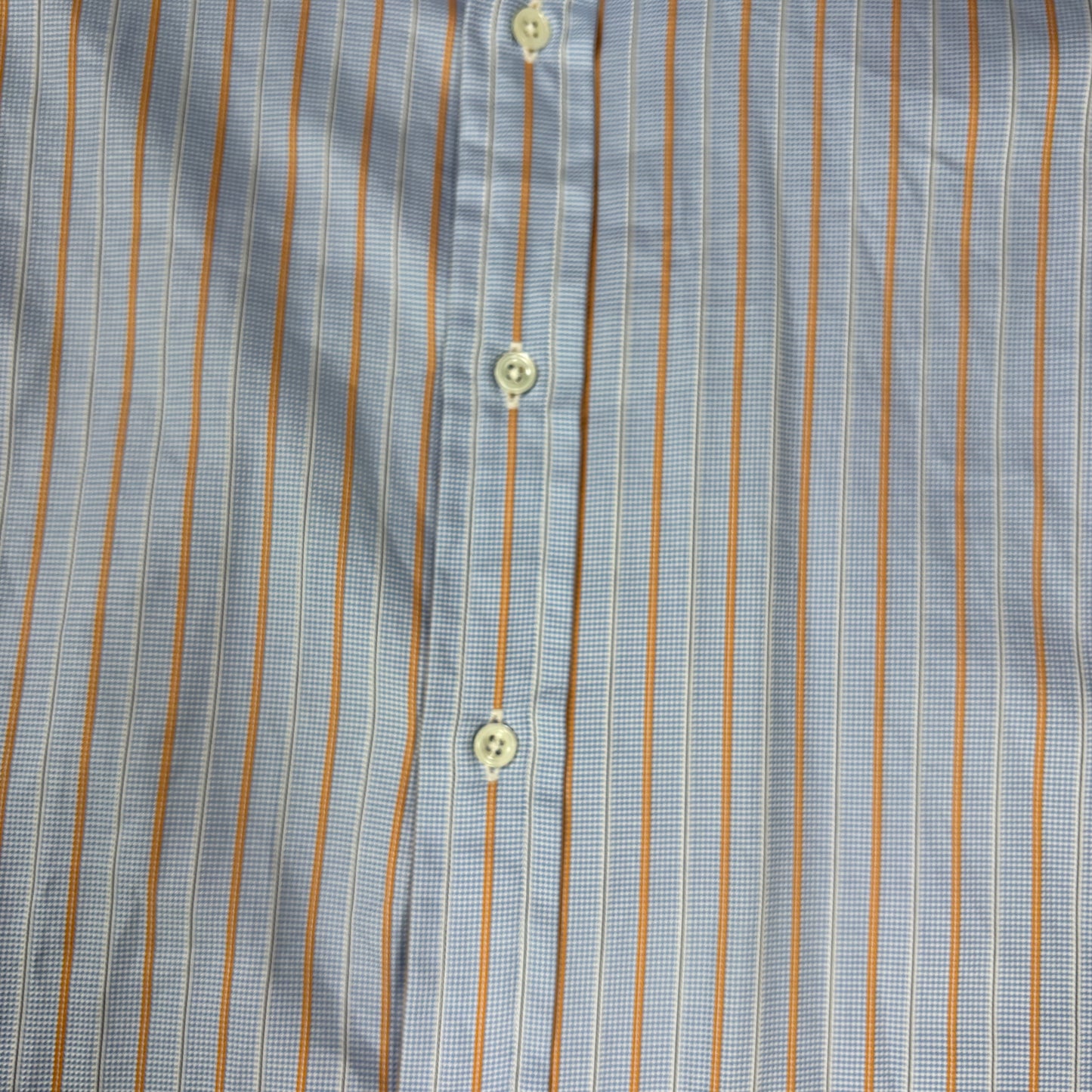 Faconnable Dress Shirt Men L Blue Orange Stripe 100% Cotton Long Sleeve USA