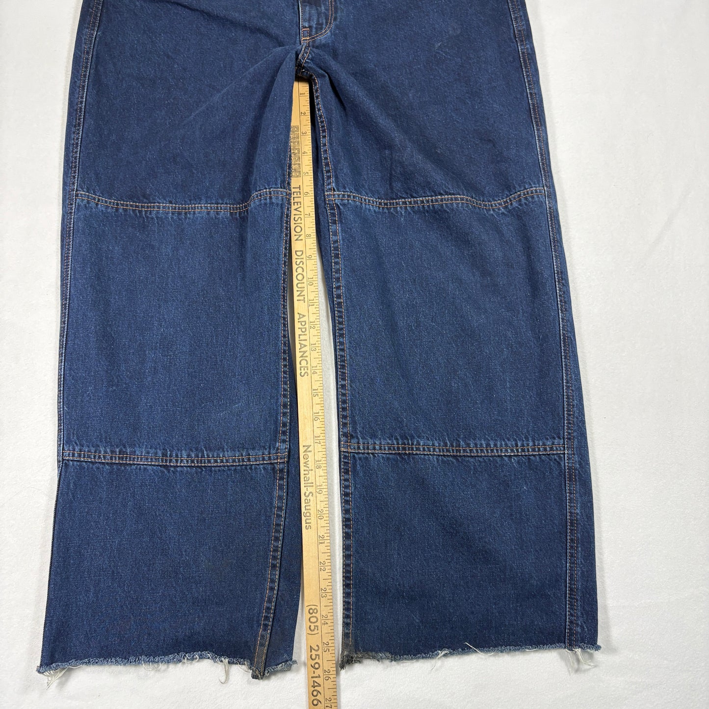 Empyre Mens Baggy Jeans 34 Blue Denim Y2K Skate Grunge 90s Wide Leg Pants