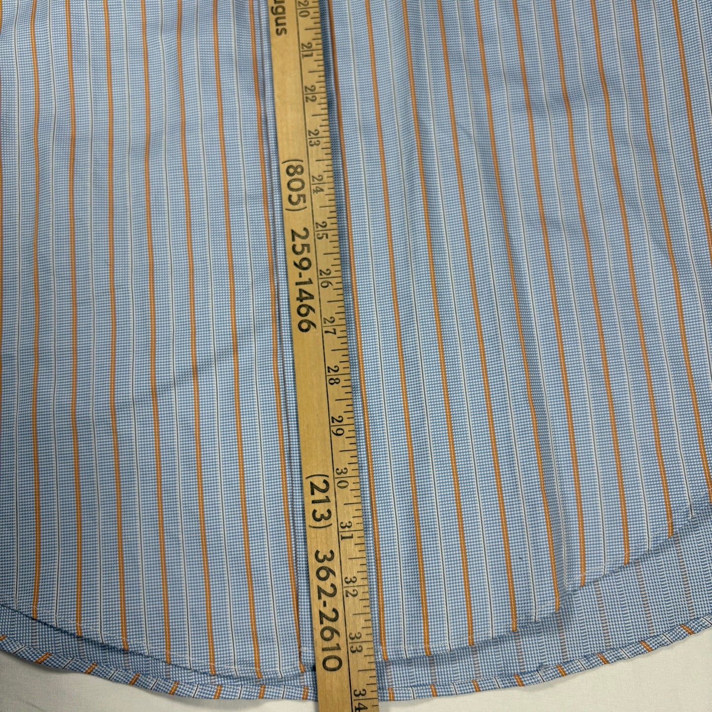 Faconnable Dress Shirt Men L Blue Orange Stripe 100% Cotton Long Sleeve USA