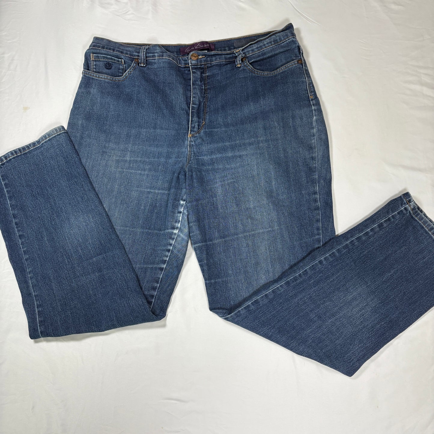 Gloria Vanderbilt Jeans Women 18 Blue Classic Straight Leg Stretch Denim