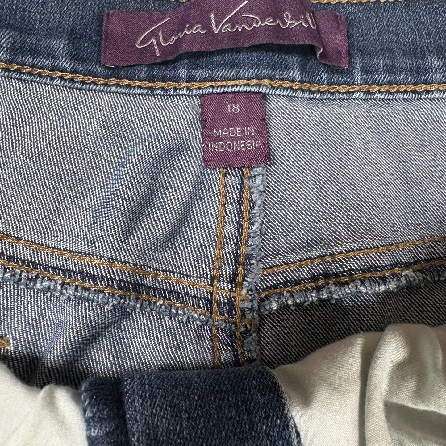 Gloria Vanderbilt Jeans Women 18 Blue Classic Straight Leg Stretch Denim