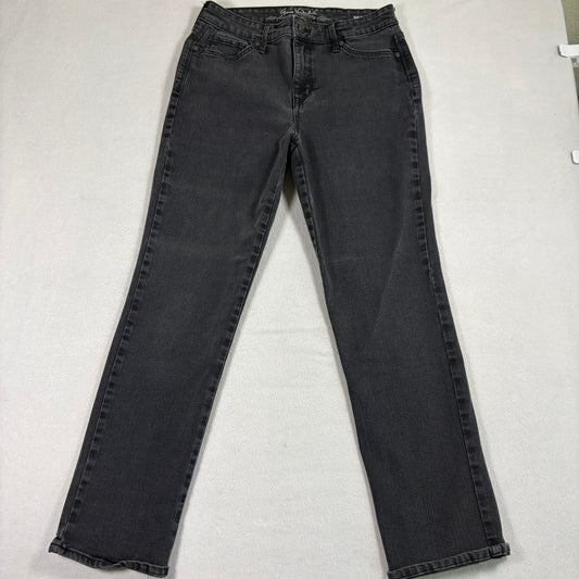 Gloria Vanderbilt Rail Straight Jeans Womens Size 8 Black Slim Fit Stretch Denim