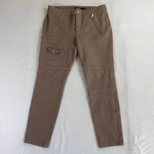 Lauren Ralph Lauren Womens 12 Brown Cargo Pants Zip Pocket Stretch Straight Leg