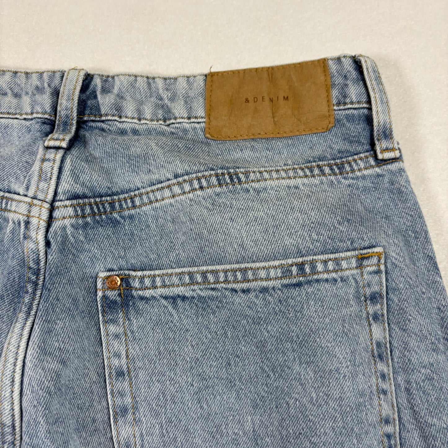 &Denim Womens Loose Straight High Waist Jeans 10 Blue Distressed Ripped Baggy 90s Y2K