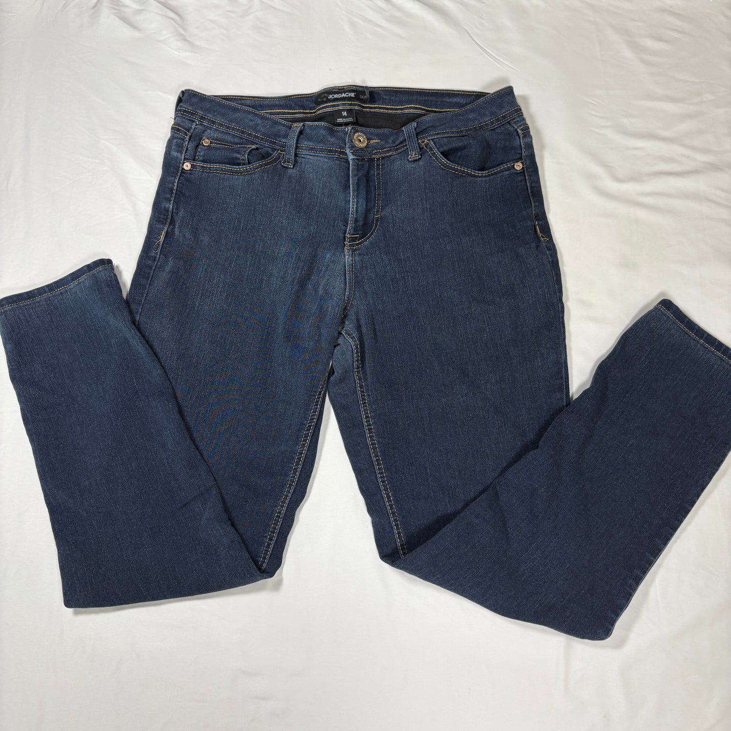 Jordache Skinny Jeans Women 14 Dark Wash Blue Denim Stretch Slim Fit Classic